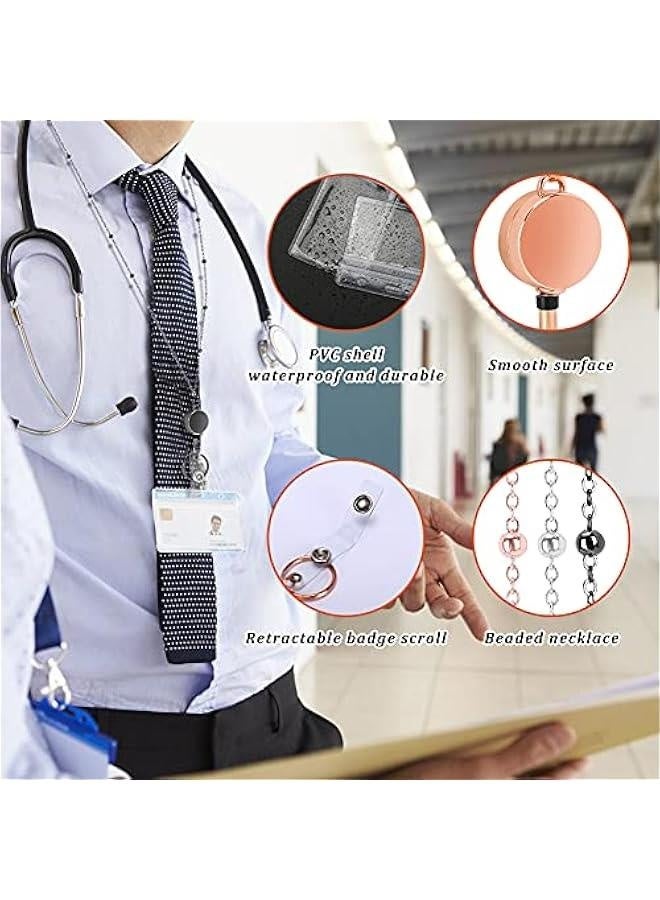 Generic Retractable Badge Reel Lanyard with ID Holder, Set of 3 Badge Necklace Lanyard with 6 Waterproof Name Card Holder for Office Worker, Nurses, Teachers, Doctors  Students  - Image 2
