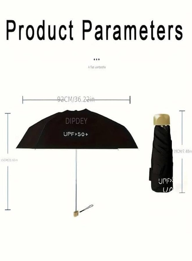 DIPDEY Compact Travel Umbrella, Portable Mini Folding Umbrella, Mini Travel Sun Rain Beach Golf- Elegant Slim Design Small Pocket Umbrella for Rain, UV Protection Lightweight for Girls and Women - Image 4