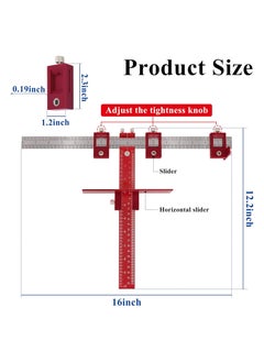 KASTWAVE Cabinet Hardware Jig Tool, Adjustable Punch Locator Drill Template Guide, Multifunctional Woodworking Aids Wood Drilling Dowelling Guide For Installation of Handles Knobs on Doors And Drawer (Red)  - Image 2