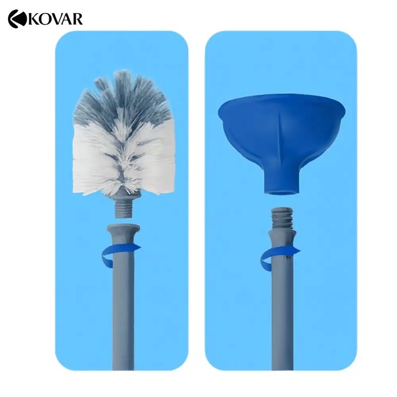 Kovar Toilet Cleaning Brush And Plunger Set With Holder Strong Suction And Dense Bristles- Blue