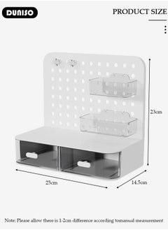 DUNISO Desktop Storage Box with Pegboard, Multi-Functional Desk Display Shelf Rack Storage Office Supplies for Books Cosmetic Makeup ,DIY Large Capacity Table Storage Box, Desk Organizer for Office and Home  - Image 4