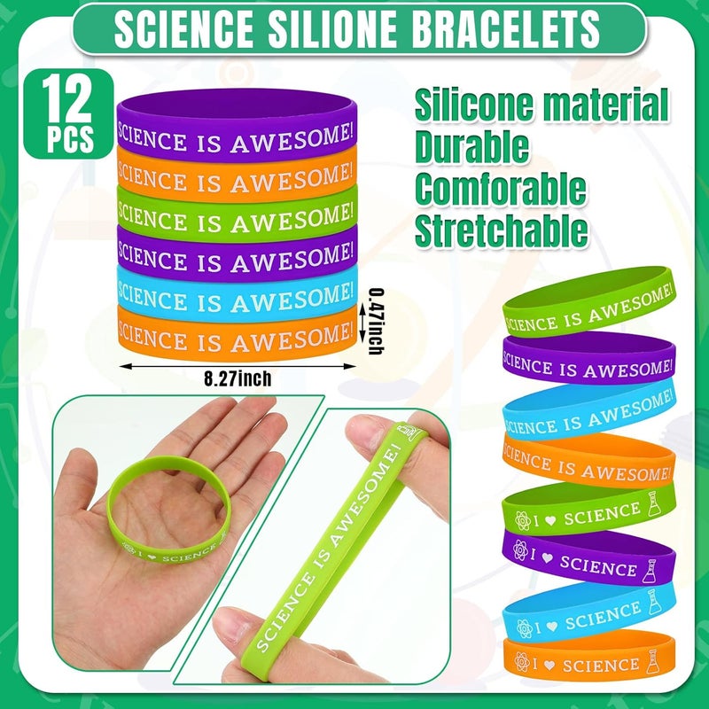 Sureio Sureio 86 Pcs Science Party Favors Include Science Drawstring Bags Silicone Bracelets Stickers Kawaii Pins for Scientist Birthday Decorations Prizes  - Image 3