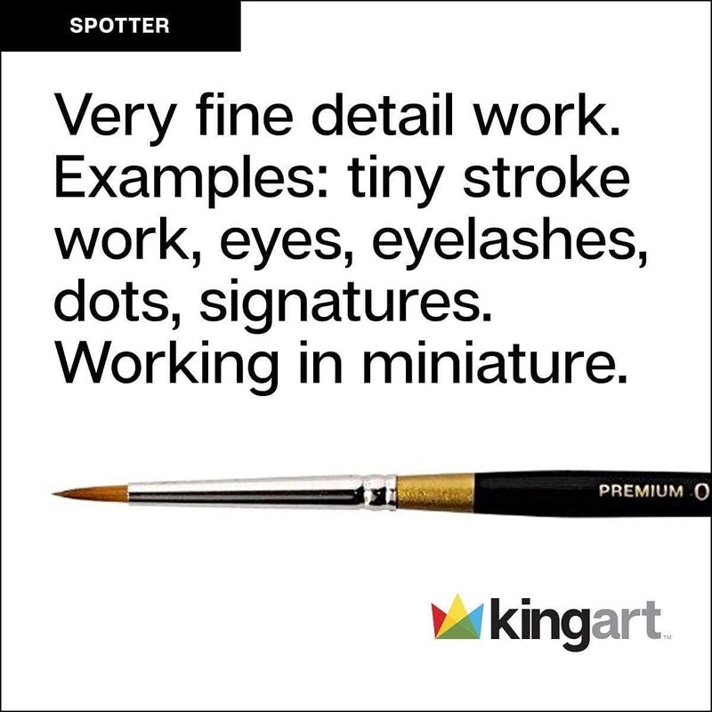 Premium Original Gold 9650-10/0 Spotter Series Artist Brush, Golden Taklon Synthetic Hair, Short Handle, for Acrylic, Watercolor, Oil and Gouache Painting, Size 10/0
