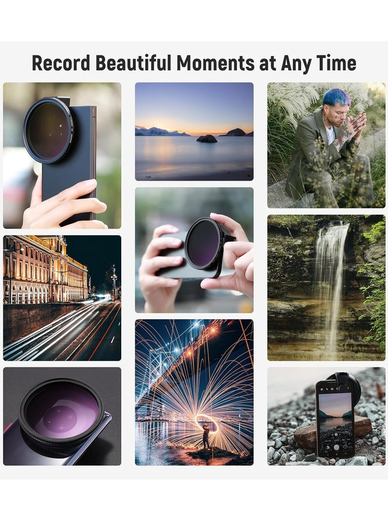 Neewer 67mm Clip On Variable ND2-ND32 Phone Lens Filter Kit, Phone Clip with Magnetic Adapter Ring/Cold Shoe/Locking Knob, HD Magnetic ND Filter for iPhone 15 Pro Max 14 13 Galaxy S22 S23 S24 Ultra  - Image 4