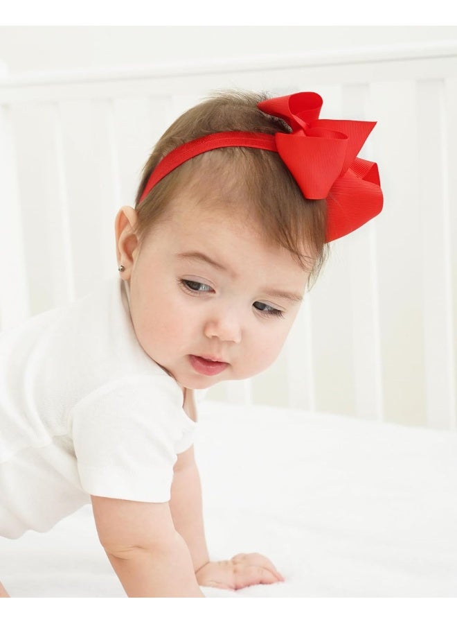 jollybows jollybows 40pcs Baby Girls Grosgrain Ribbon Hair Bows Headbands 4.5" Elastic Hair Band Hair Accessories for Infants Newborn - Image 4