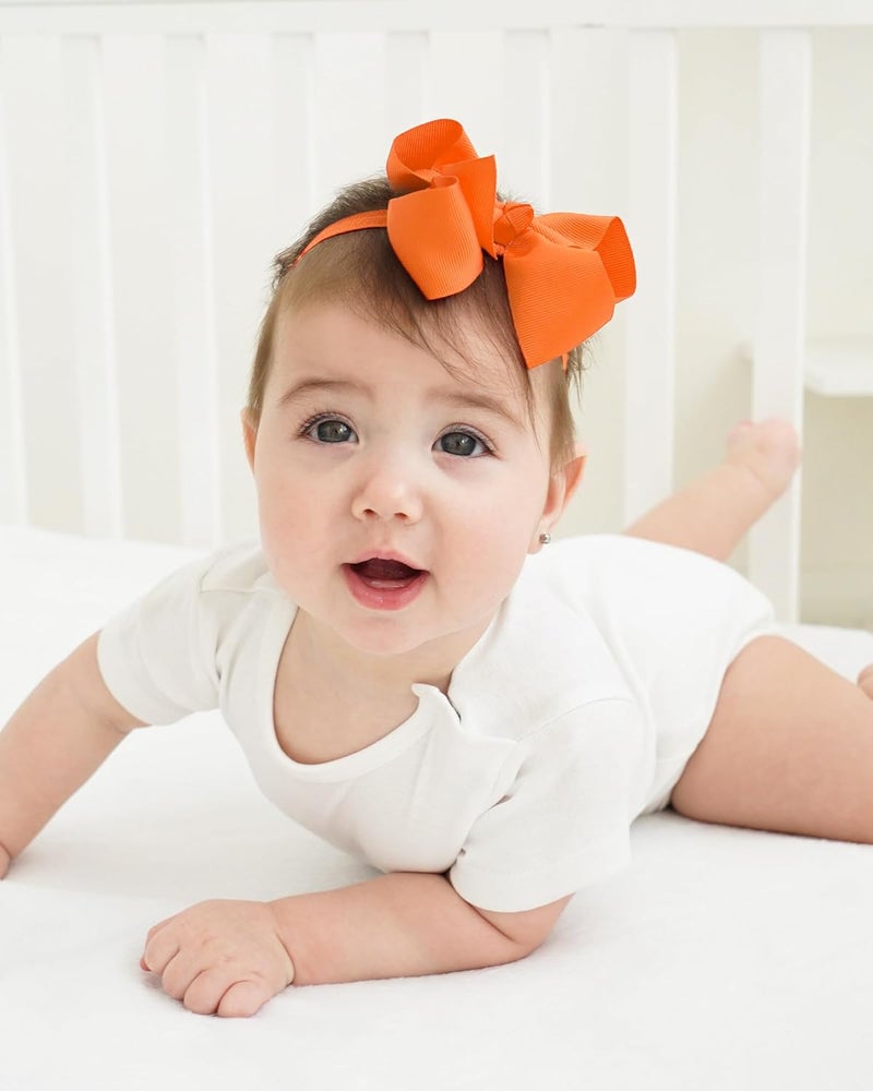 jollybows 40pcs Baby Girls Grosgrain Ribbon Hair Bows Headbands 4.5" Elastic Hair Band Hair Accessories for Infants Newborn - Image 5
