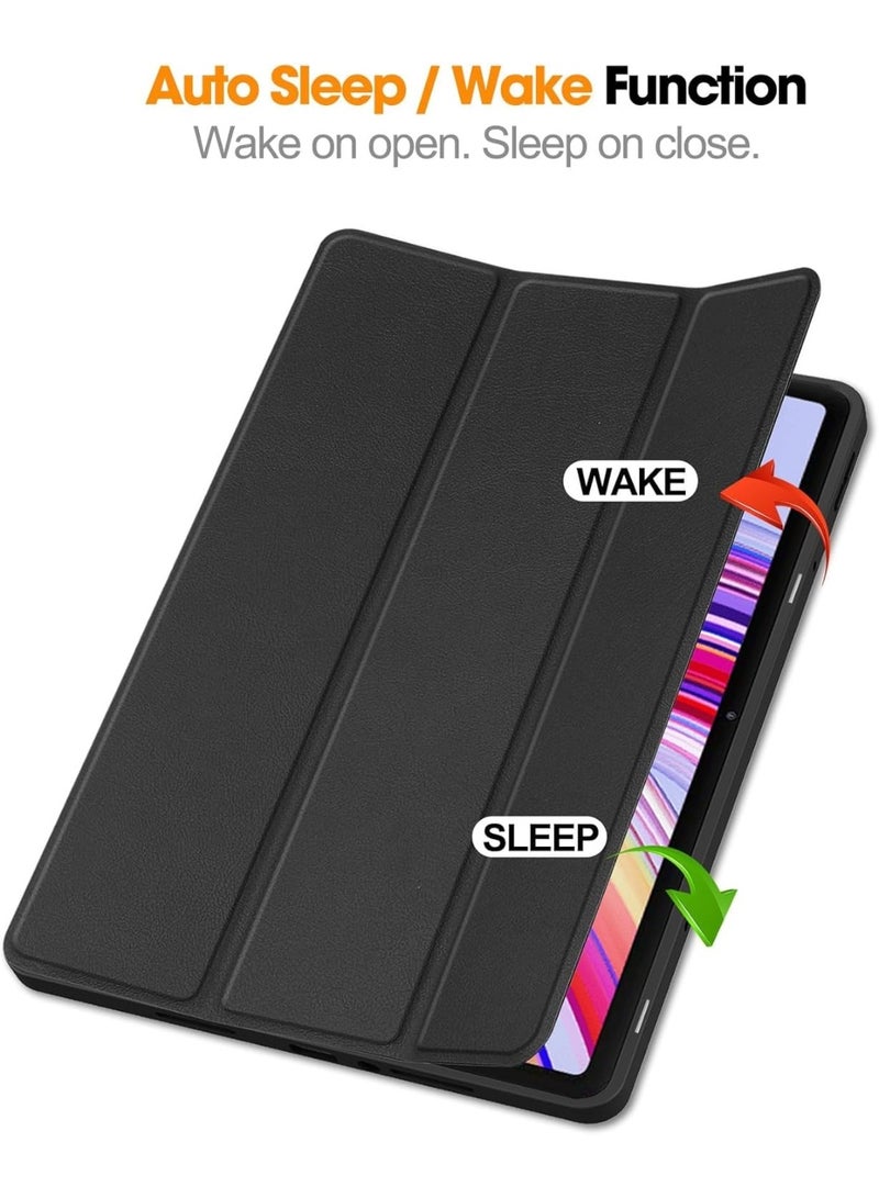 Xiaomi Redmi Pad Pro 12.1 Inch 2024 Tablet Cover Case with Pencil Holder, Soft TPU Back Trifold Stand Protective Smart Cover Flip, Auto Wake&Sleep (Black) - Image 3