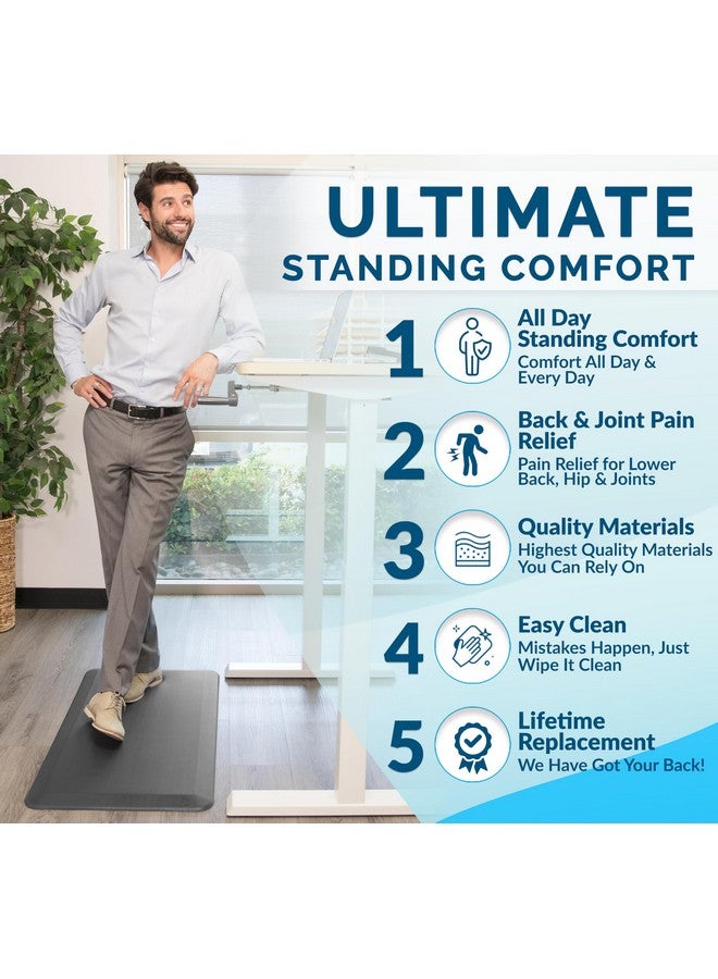 ComfiLife Anti Fatigue Floor Mat - 3/4 Inch Thick Kitchen Mats for Floor, Standing Desk Mat, Kitchen Rug - Comfort at Home, Office - Durable - Stain Resistant - Non-Slip Bottom (20" x 32", Gray) - Image 3