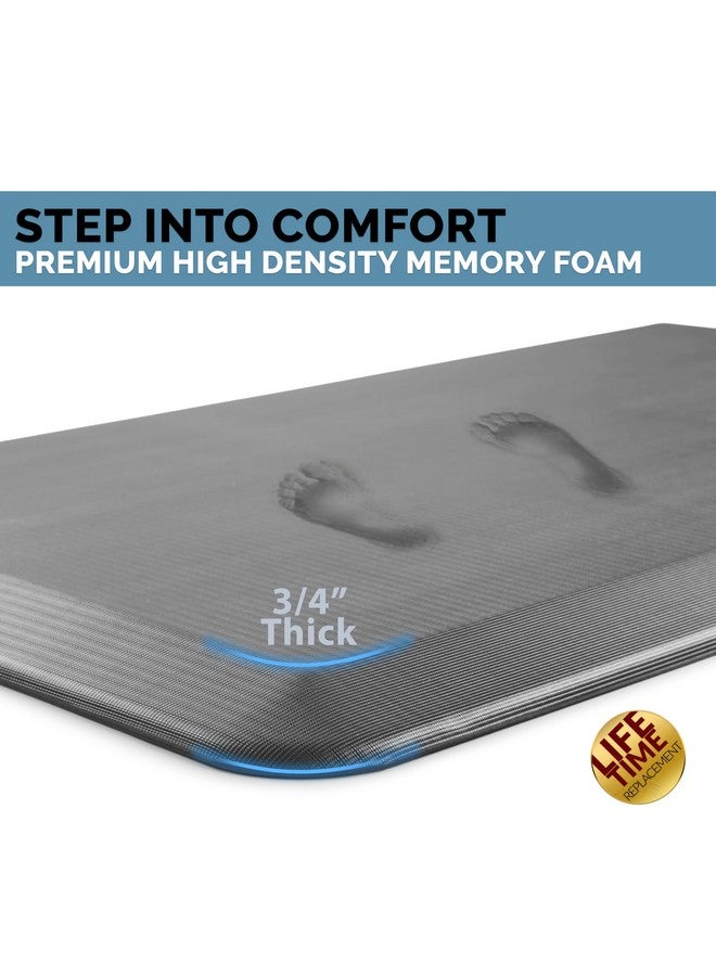 ComfiLife Anti Fatigue Floor Mat - 3/4 Inch Thick Kitchen Mats for Floor, Standing Desk Mat, Kitchen Rug - Comfort at Home, Office - Durable - Stain Resistant - Non-Slip Bottom (20" x 32", Gray) - Image 2