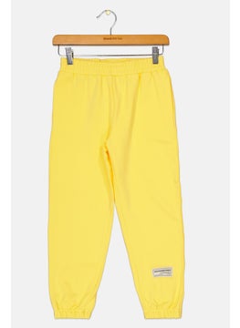 Kids Boy Embroidered Logo Jogger Pants, Yellow