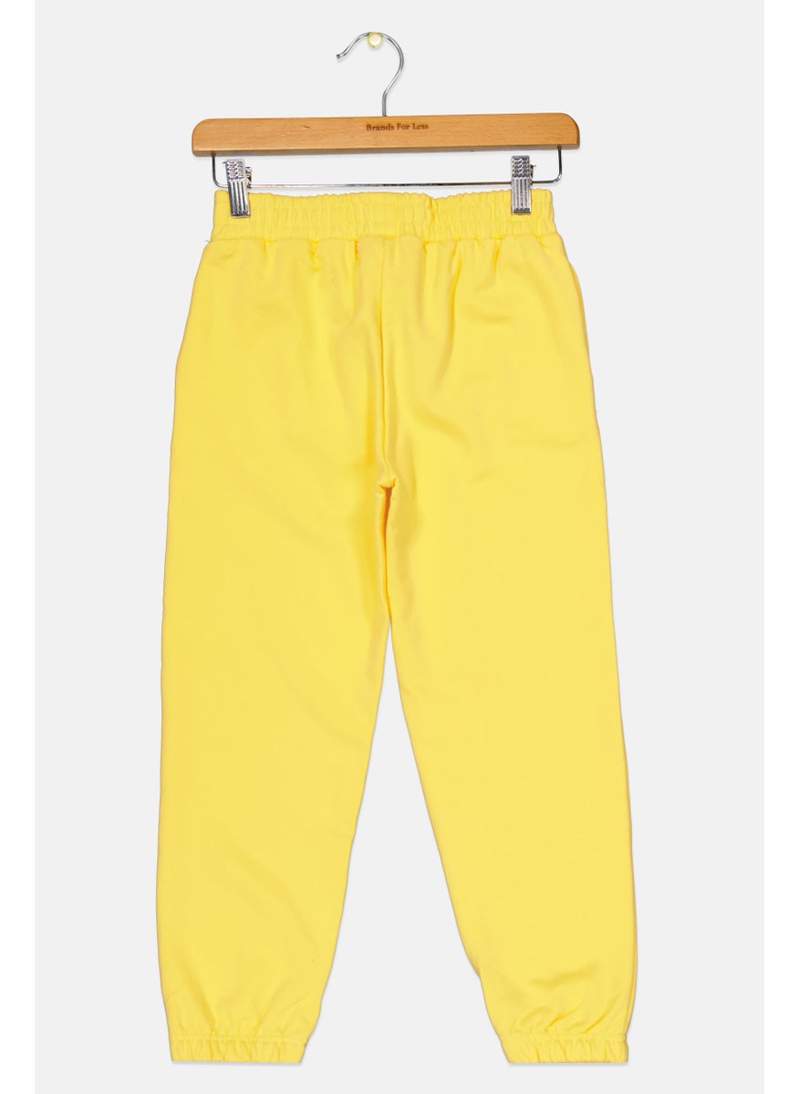 The Giving Movement - Kids Boy Embroidered Logo Jogger Pants, Yellow - Image 1