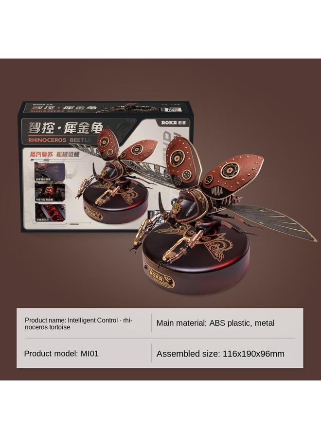 Bluejw Ruozhuo Guest Three-dimensional Jigsaw Intelligent Control Rhinoceros Tortoise 3d Metal Assembled Model Decompression Diy Toy Innovative Gift - Image 1