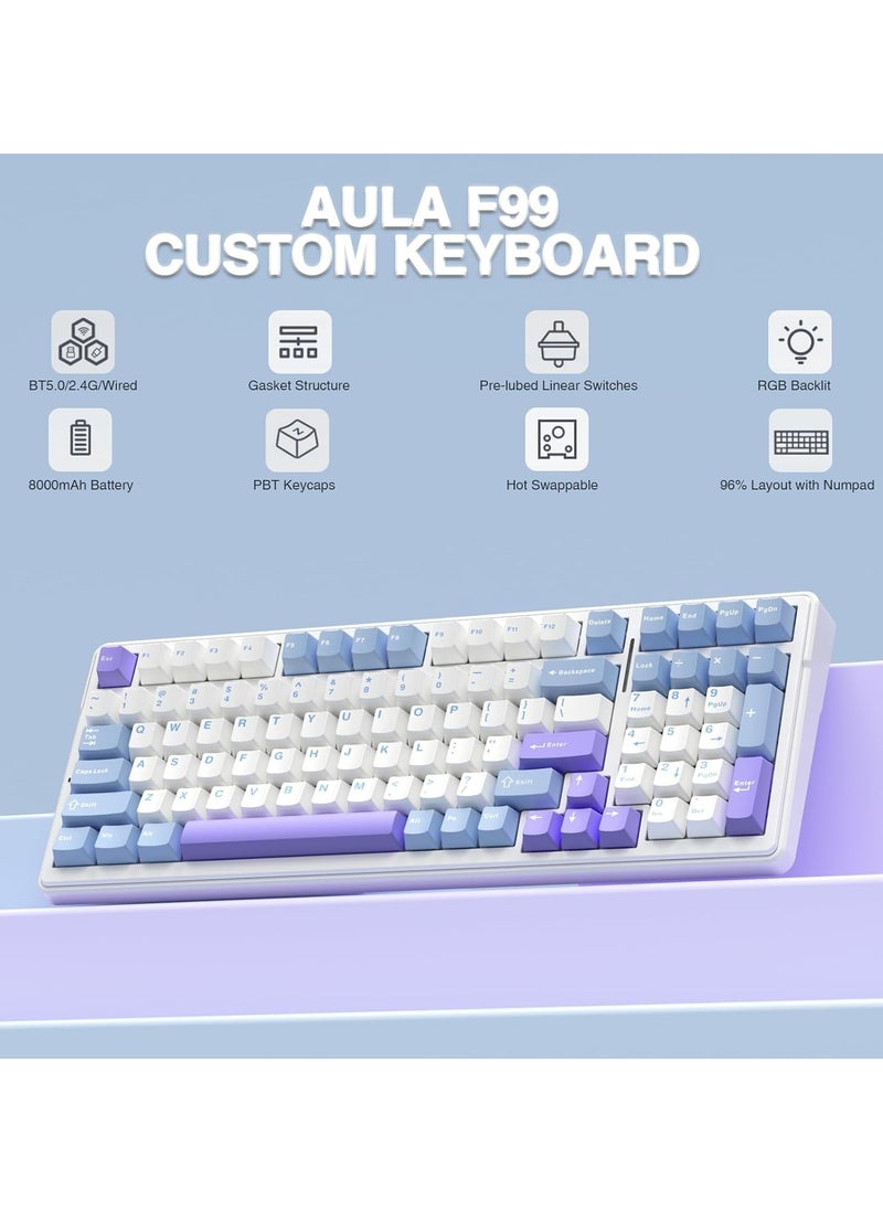 AULA - F99 RGB 3 Mode Wireless Mechanical Keyboard (Bluetooth/2.4GHz Wireless/Type-C) Gaming Keyboard Reaper Switches - Image 1