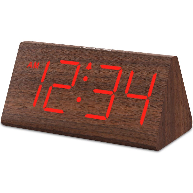 DreamSky Wooden Digital Alarm Clocks for Bedrooms - Electric Desk Clock with Large Numbers, USB Port, Loud Alarm for Heavy Sleepers, Adjustable Volume, Dimmer, Snooze, DST, Wood DÃ©cor, Adapter Powered - Image 1