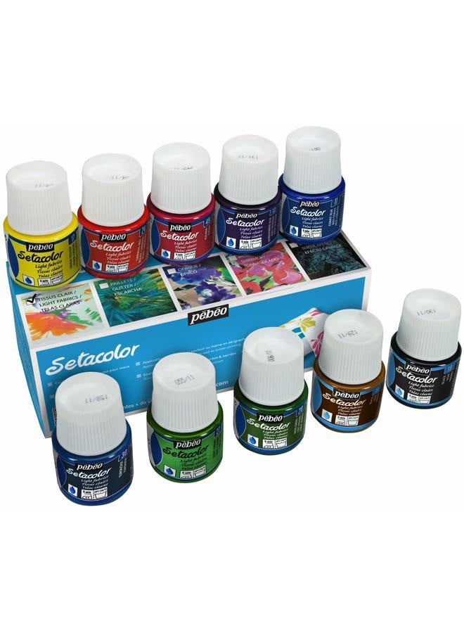 Pebeo مجموعة طلاء بيبو بي075000 اكتشاف 45 مل 10/عبوة - سيتاكولور غير الشفافة للأقمشة الخفيفة، 1.58 أونصة سائلة (عبوة من 10) - Image 1