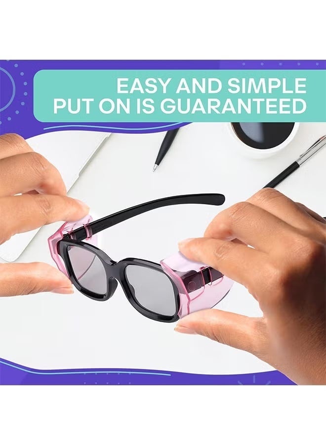 2 Pairs Eye Glass Side Safety Shields, Safety Glasses Side Shields for Prescription Glasses Protective Eyewear Clear Protective Eye Glasses Side Shield (Clear) - Image 3