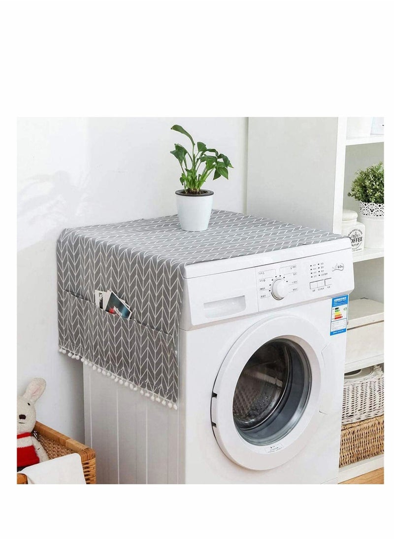 Fridge Dust Cover,Refrigerator Dust Proof Cover,Washing Machine Top Cover,Washing Machine Cover (55x130cm Gray Arrow)  - Image 1