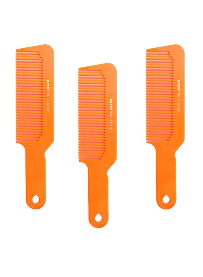 Krest Hair Comb 83/4 Flattop Hair Cutting Comb. Barbers Hairdresser Comb. Model 9001. 3 Combs (Neon Orange) - Image 1