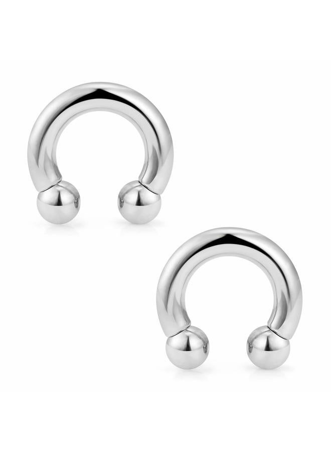 Ftovosyo 2Pcs PA Ring Horseshoe Circular Barbell 316L Surgical Steel Internally Threaded 00G 0G 2G 4G 6G 8G Pierced Body Jewelry for Women 12mm 16mm 19mm, metal, - Image 1