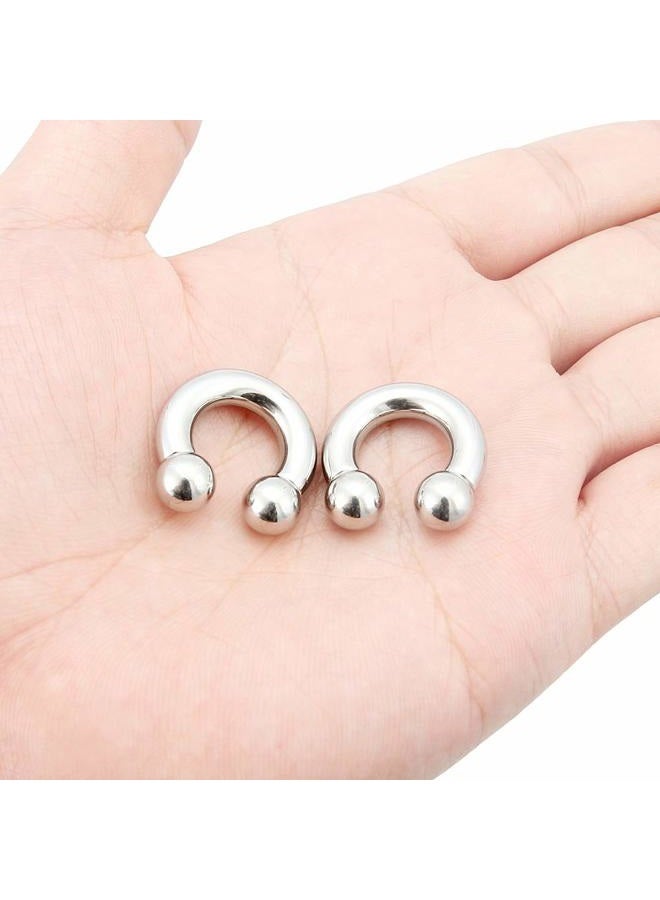 Ftovosyo 2Pcs PA Ring Horseshoe Circular Barbell 316L Surgical Steel Internally Threaded 00G 0G 2G 4G 6G 8G Pierced Body Jewelry for Women 12mm 16mm 19mm, metal, - Image 3