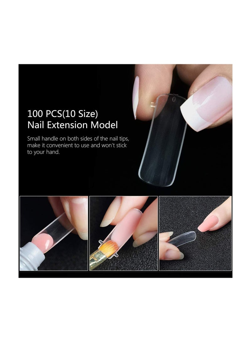 ريمي بيلا ريمي بال مجموعة الأظافر سريعة البناء من البولي جل، 100 قطعة من قوالب الأظافر الصناعية الشفافة بأطراف لإطالة الأظافر بالإضافة الى 10 قطع مشبك أظافر - Image 2