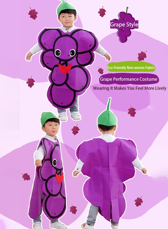 TAPIT Unisex Halloween Grape Costume Dress Set Fruits Costume Suit with Hat for Halloween Cosplay Dress up Party Performance Costumes - Image 1