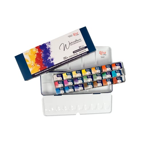 Rosa Gallery Monopigmented Professional Watercolor Paint Set, 21 Water Colors of 2.5 ml, High Lightfastness Paints Kit for Artists, Adult, Lightweight and Portable Metal Case - Image 2