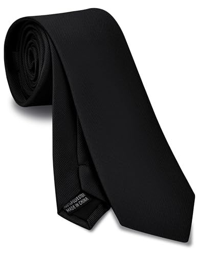 Branduce 2.4" Black Tie Skinny Tie for Men 6cm Solid Pure Color Slim Necktie (TA04-01) - Image 1