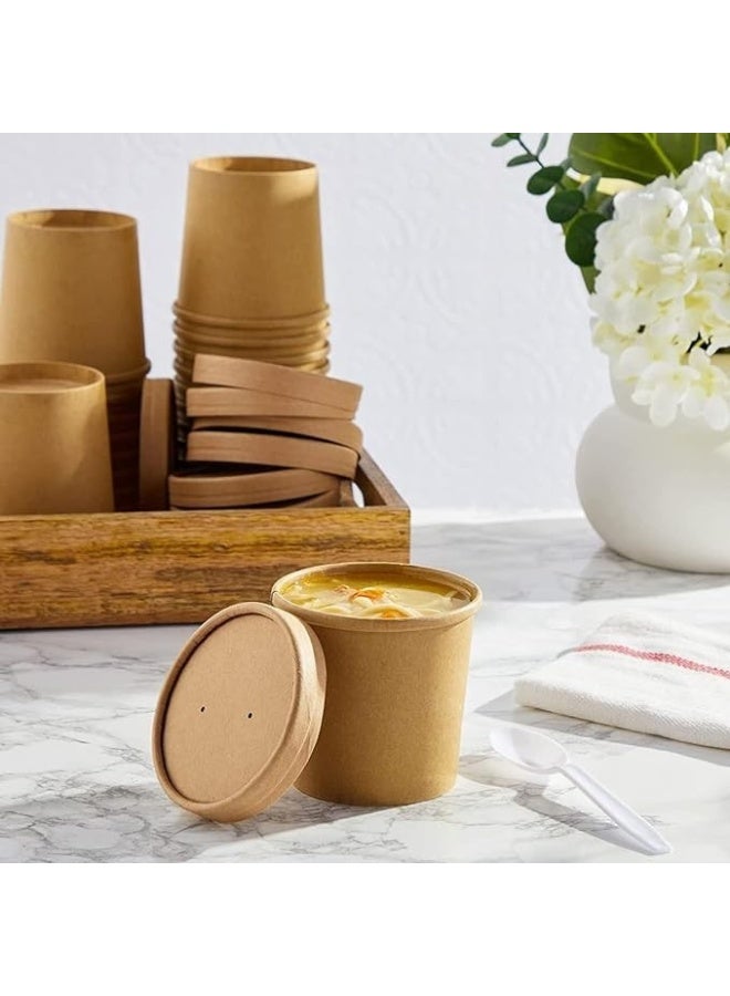 Khaleej Pack 10 قطع 32 أونصة أطباق حساء كرافت مع أغطية، أكواب آيس كريم مع أغطية كرافت، أكواب طعام قابلة للتصرف رائعة للمطاعم، أكواب للوجبات السريعة، حاويات غداء للذهاب - Image 3