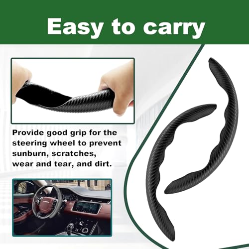 LTDCVTR 2pcs Carbon Fiber Anti-Skid Steering Wheel Cover, Anti-Skid Steering Wheel Cover/Segmented Steering Wheel Protector/Car Interior Accessories for Men/Women - Durable(Black) - Image 4