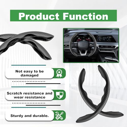 LTDCVTR 2pcs Carbon Fiber Anti-Skid Steering Wheel Cover, Anti-Skid Steering Wheel Cover/Segmented Steering Wheel Protector/Car Interior Accessories for Men/Women - Durable(Black) - Image 5