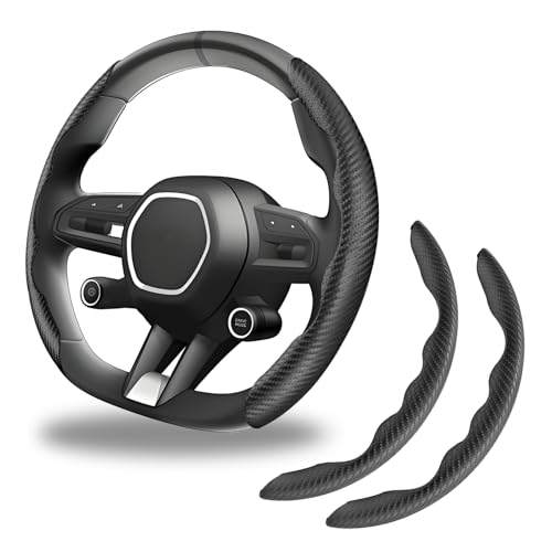 LTDCVTR 2pcs Carbon Fiber Anti-Skid Steering Wheel Cover, Anti-Skid Steering Wheel Cover/Segmented Steering Wheel Protector/Car Interior Accessories for Men/Women - Durable(Black) - Image 1