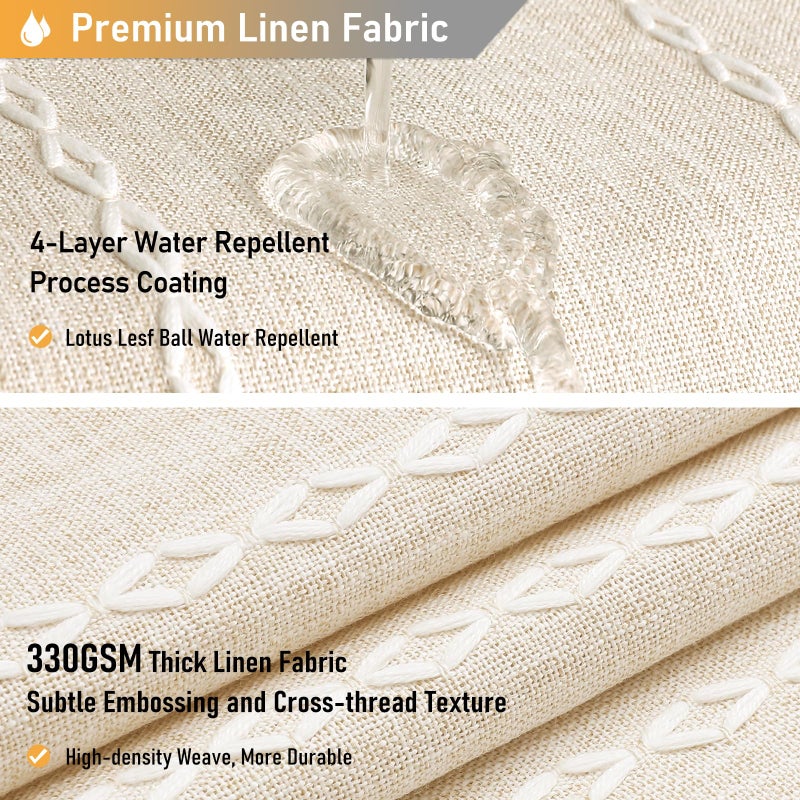 BTTN Extra Long Shower Curtain - 72x84 Long Boho Chic Striped Tassel Linen Fabric Shower Curtain Set with Hooks, Tall Modern Farmhouse Cute Heavy Duty Cloth Shower Curtains for Bathroom - Cream/Beige - Image 4