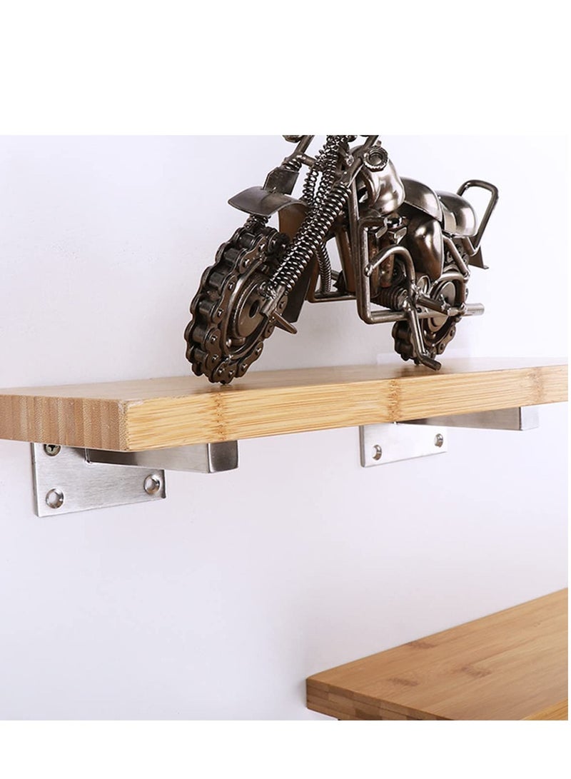 Floating Shelf Brackets,  2 Pcs 6 inch Silver Heavy Duty Shelf Brackets, Premium Solid Steel Shelf Supports for Shelves, Heavy Floating Shelves Hardware for Shelves Support DIY - Image 3