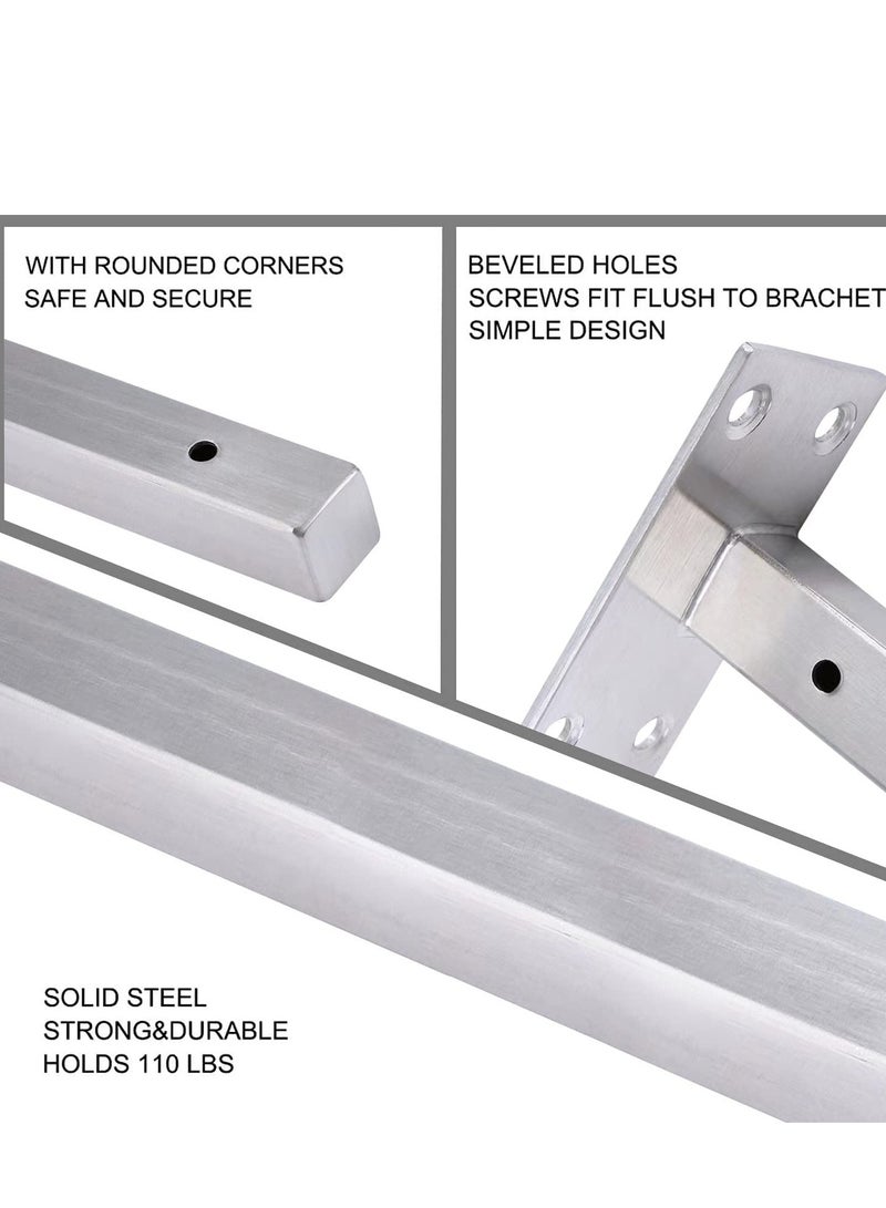 Floating Shelf Brackets,  2 Pcs 6 inch Silver Heavy Duty Shelf Brackets, Premium Solid Steel Shelf Supports for Shelves, Heavy Floating Shelves Hardware for Shelves Support DIY - Image 4
