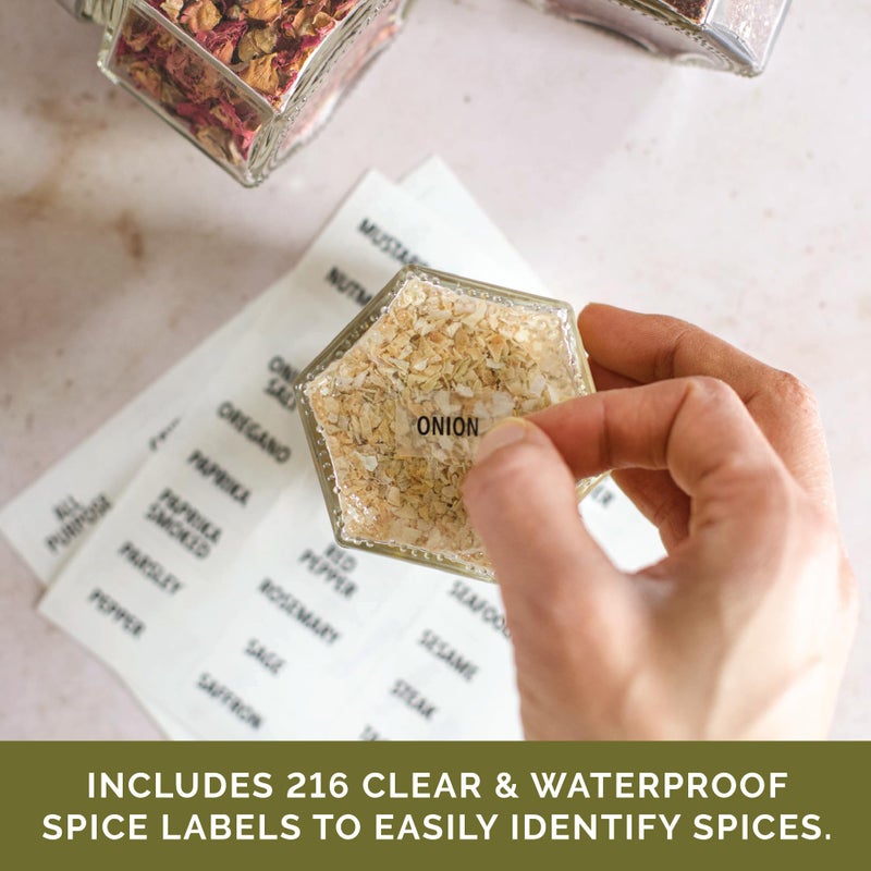 Gneiss Spice Gneiss Spice Magnetic Jars: Includes 12 Large Empty Glass Jars (4 oz), Magnetic Metal Lids & Spice Labels | Create a Hanging Spice Rack on Your Fridge  - Image 5