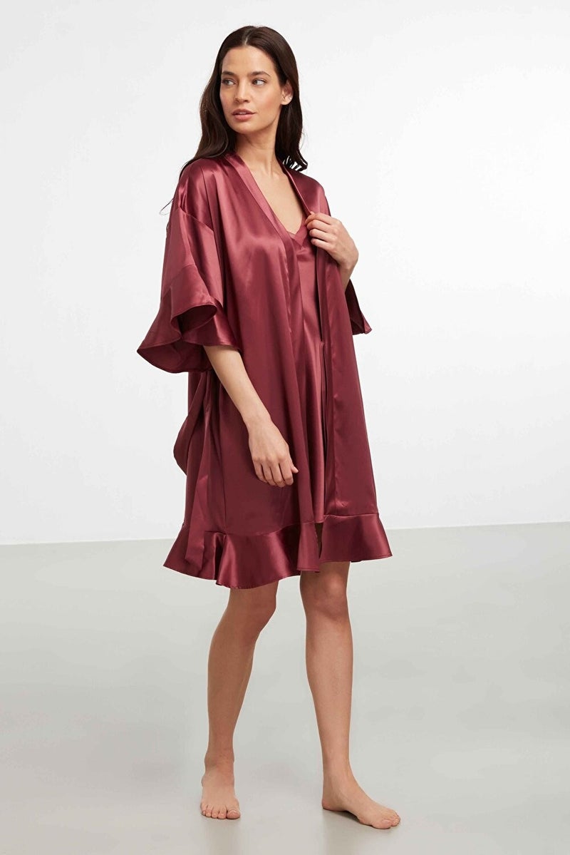 KOM Kimono Collar Poor Sleeve Mini Women's Dressing Gown Alisa Dressing Gown - Image 1