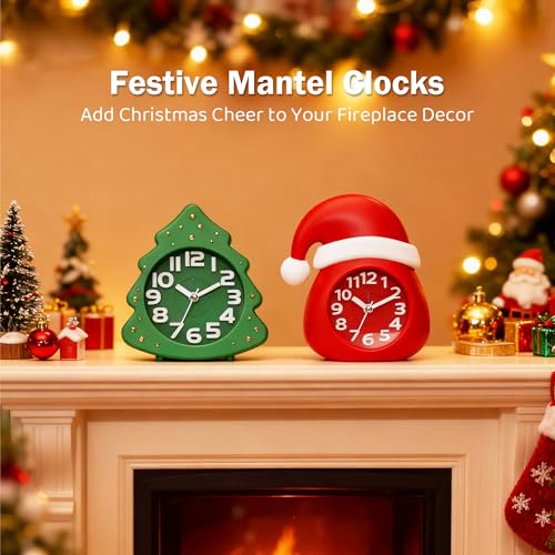 AYRELY® Christmas Alarm Clock Gift Set – 2 Silent Analog Clocks (Santa Hat & Christmas Tree), Ready-to-Gift Holiday Edition for Kids & Family, with Festive Gift Box - Image 2