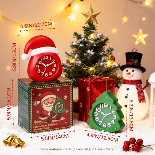 AYRELY® Christmas Alarm Clock Gift Set – 2 Silent Analog Clocks (Santa Hat & Christmas Tree), Ready-to-Gift Holiday Edition for Kids & Family, with Festive Gift Box - Image 5