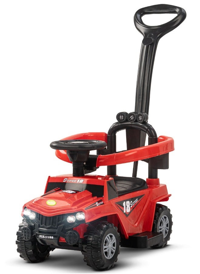 BAYBEE Draco 2 in 1 Push Ride on Car for Kids, Ride on Toy Kids Jeep with Push Handle, Safety Bar, Music, Light & Storage | Push Car for Baby | Kids Car for Toddlers 1 to 3 Years Boys Girls Red  - Image 1