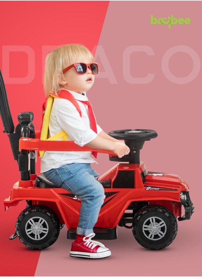 BAYBEE Draco 2 in 1 Push Ride on Car for Kids, Ride on Toy Kids Jeep with Push Handle, Safety Bar, Music, Light & Storage | Push Car for Baby | Kids Car for Toddlers 1 to 3 Years Boys Girls Red  - Image 2
