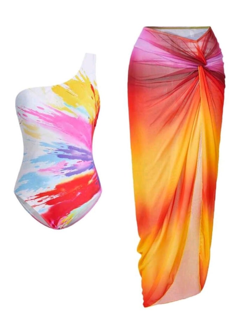 Shein SHEIN Swim Oasis Summer Vacation Beach Party Gradient Neon Printed One-Piece Swimsuit  - Image 4