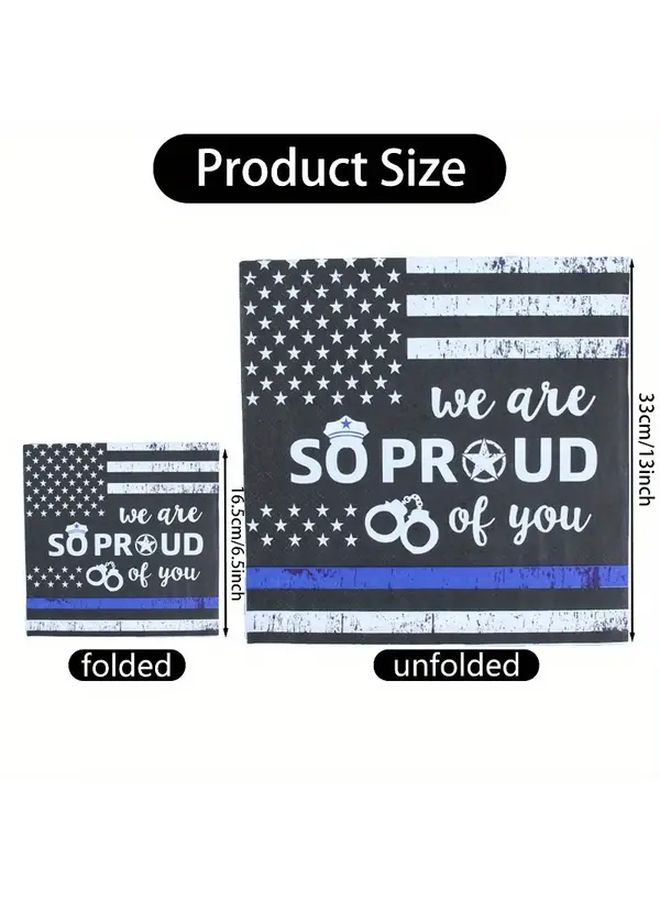 20 Black Police Napkins For Safety Promotion Party Educational Activity Decoration 20pcs - Image 3