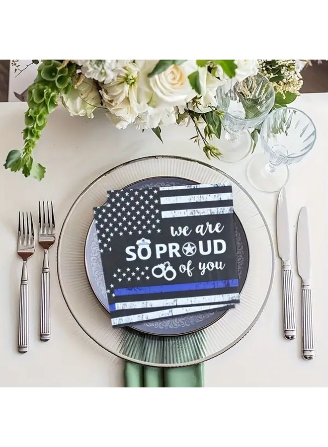 20 Black Police Napkins For Safety Promotion Party Educational Activity Decoration 20pcs - Image 1