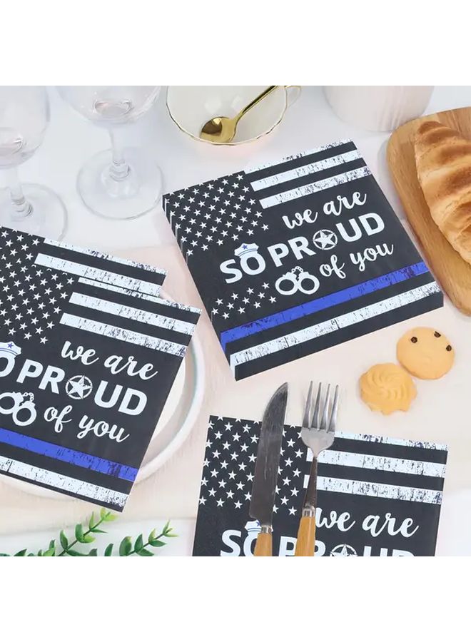 20 Black Police Napkins For Safety Promotion Party Educational Activity Decoration 20pcs - Image 4