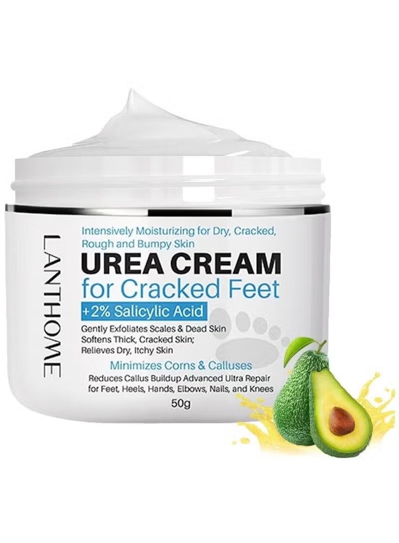 Lanthome Urea Cream 40 Percent For Feet, Foot Cream For Dry Cracked Heels, Foot Callus Remover Cream, 40% Urea Cream For Feet, Organic Moisturizer Cream For Foot, Hands, Legs, Toes - Image 1