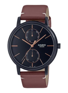 CASIO Men Watch Analog Multi Hand Dial Leather Band Black Ion Plated Case MTP-B310BL-5AVDF  - Image 1