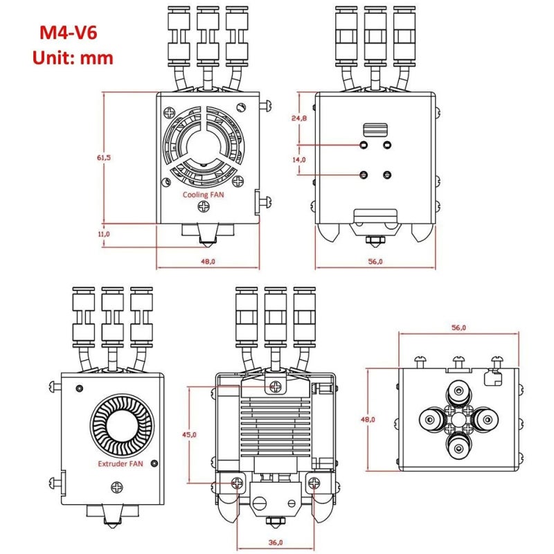 3D Printer Direct Drive Extruder: 260℃ Max Temp - Mix Color Hotend for Z8 Z9 Z10 3D Printers, Easy To Install, Supports Multi-Filament Types - Image 3