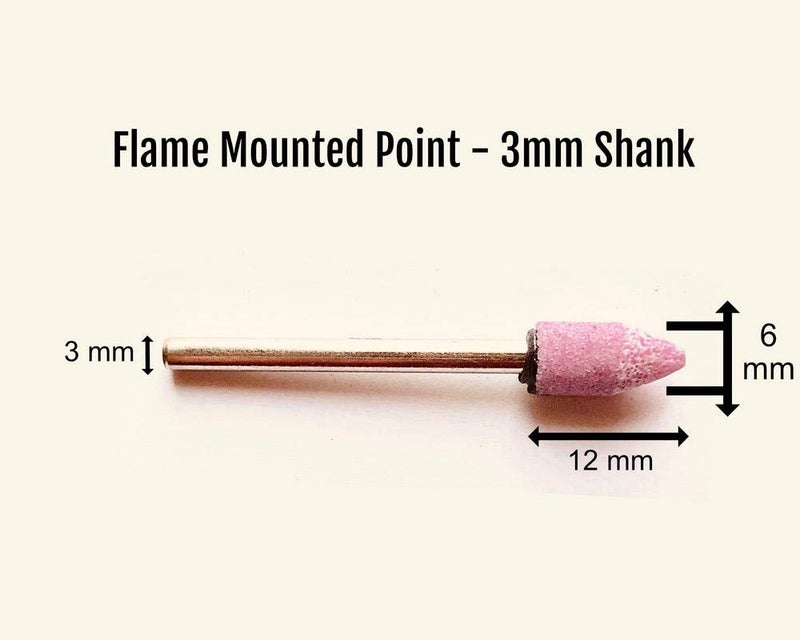 OSAKA ABRASIVE Flame Mounted Point Shank (Pink, 6 x 12 x 3 mm) - Image 2