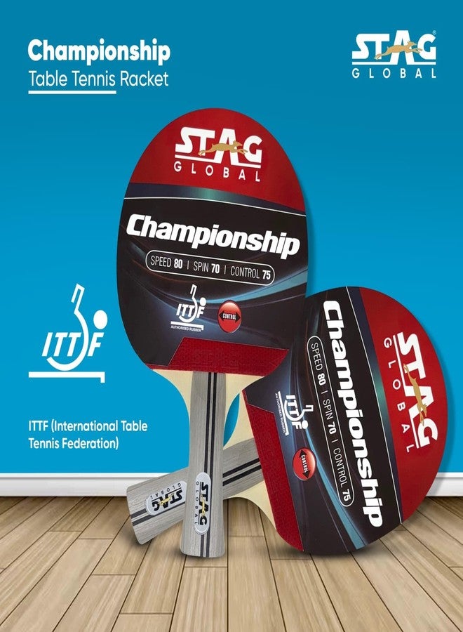 STAG Global Championship Table Tennis Racket | ITTF Approved Rubber | Advanced T.T Bat for Competitive Play | High Spin & Control | Ergonomic Flared Handle | Durable Paddle (Championship) - Image 3